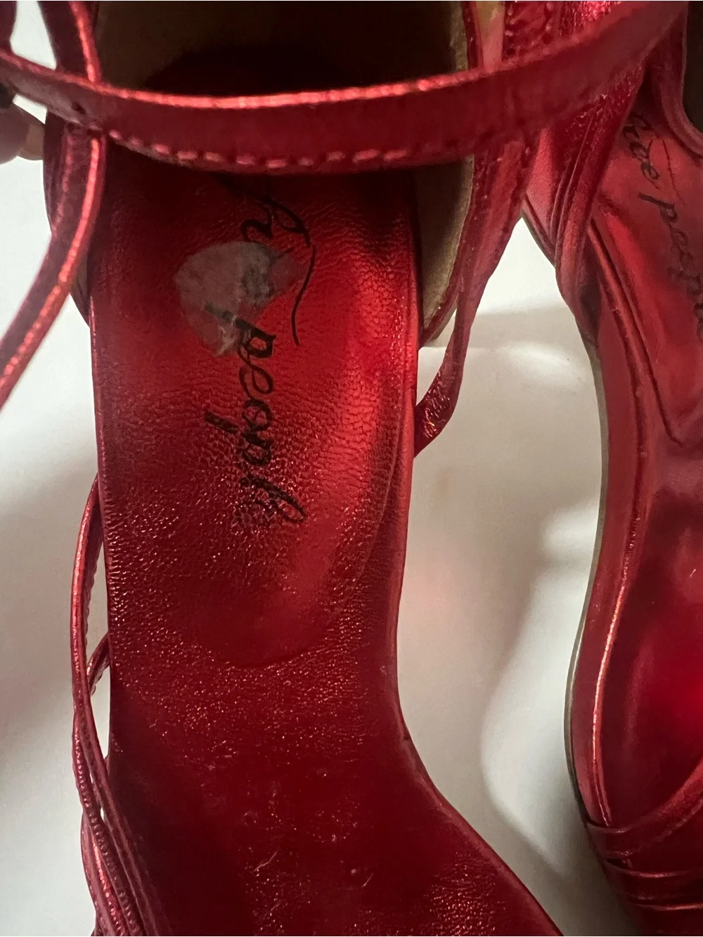 Free People Metallic Red Strappy High Heel Sandals